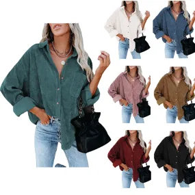 Haute Edition Women's Slouchy Oversized Corduroy Shirt Jacket 